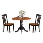 3 Pc Dining Room Set, Dining Table And 2 Kitchen Chairs In Black And Cherry