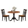 3 Pc Dining Room Set, Dining Table And 2 Kitchen Chairs In Black And Cherry