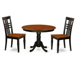 3 Pc Set With A Kitchen Table And 2 Linen Dinette Chairs In Black And Cherry