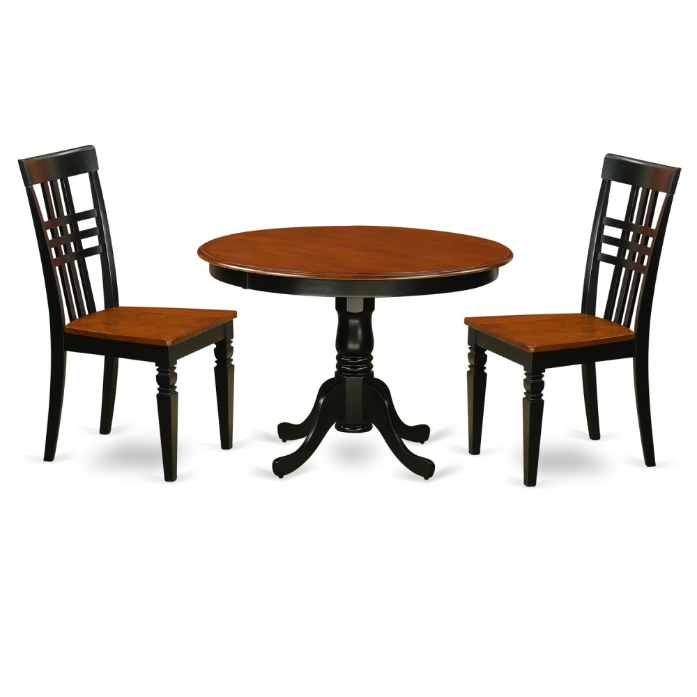 3 Pc Set With A Kitchen Table And 2 Linen Dinette Chairs In Black And Cherry