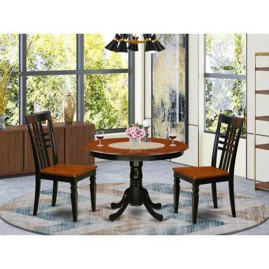3 Pc Set With A Kitchen Table And 2 Linen Dinette Chairs In Black And Cherry