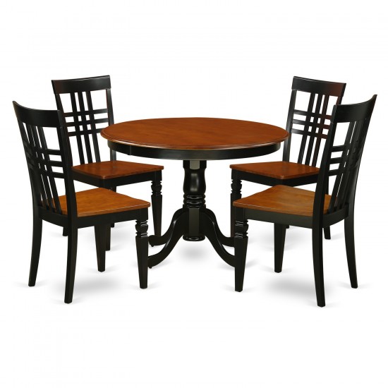 5 Pc Set With A Dining Table And 4 Dinette Chairs In Black And Cherry