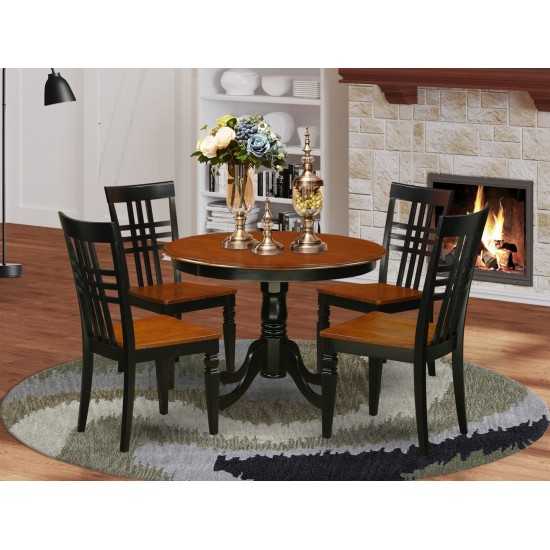 5 Pc Set With A Dining Table And 4 Dinette Chairs In Black And Cherry