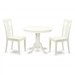 3 Pc Set With A Kitchen Table And 2 Wood Kitchen Chairs Having Linen White