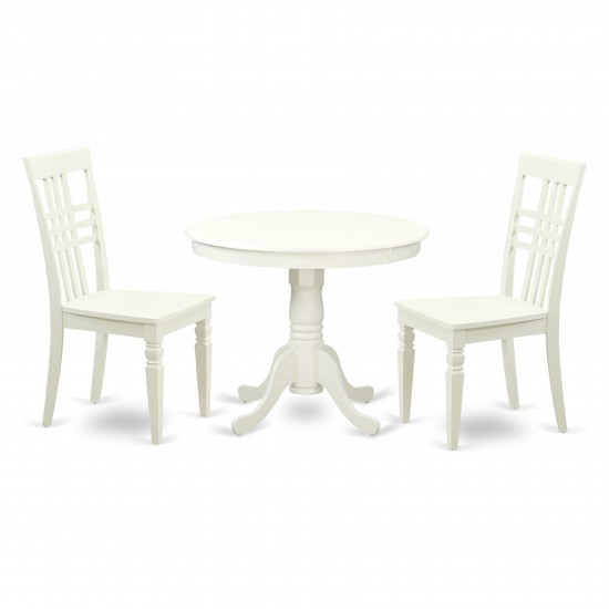 3 Pc Set With A Kitchen Table And 2 Wood Kitchen Chairs Having Linen White