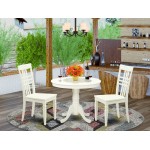 3 Pc Set With A Kitchen Table And 2 Wood Kitchen Chairs Having Linen White