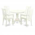 5 Pc Set With A Table And 4 Wood Kitchen Chairs With Linen White