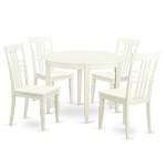 5 Pc Table And Chair Set, Boston Table And 4 Dining Chairs In Linen White