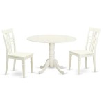 3 Pc Dining Room Set With A Dining Table And 2 Kitchen Chairs In Linen White