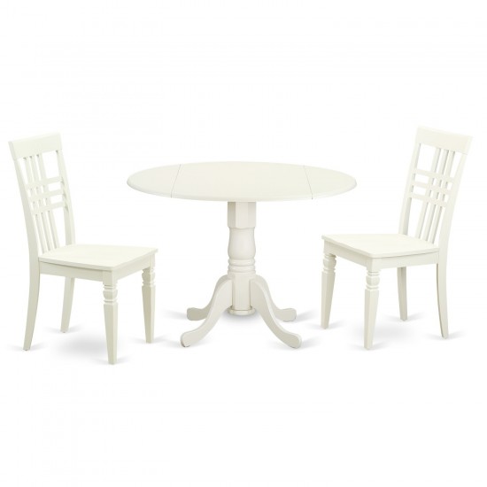 3 Pc Dining Room Set With A Dining Table And 2 Kitchen Chairs In Linen White