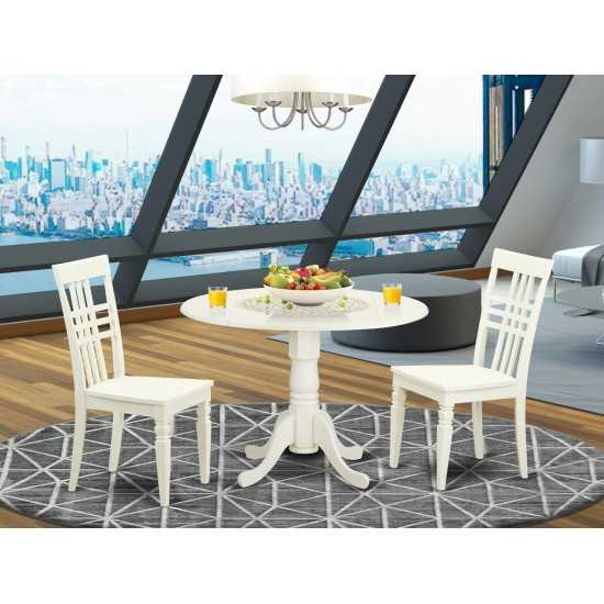 3 Pc Dining Room Set With A Dining Table And 2 Kitchen Chairs In Linen White