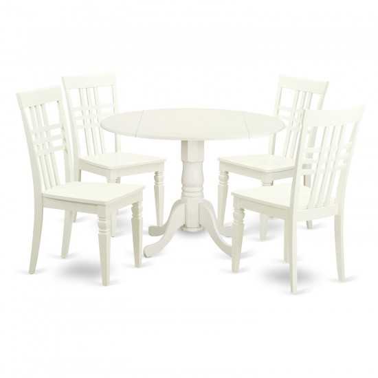 5 Pc Small Kitchen Table Set With A Table And 4 Dining Chairs In Linen White