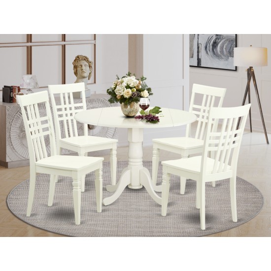 5 Pc Small Kitchen Table Set With A Table And 4 Dining Chairs In Linen White