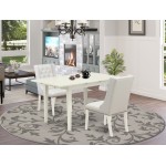 3-Pc Kitchen Dining Set, 1 Butterfly Leaf Rectangular Table, 2 Light Grey Parson Chair, Back, Linen White Finish