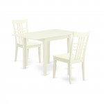 3Pc Dining Set, A Small Kitchen Table, 2 Chair, Hard Wood Seat, Panel Back, Linen White Finish