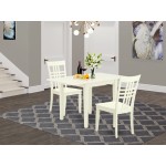 3Pc Dining Set, A Small Kitchen Table, 2 Chair, Hard Wood Seat, Panel Back, Linen White Finish