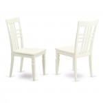 5Pc Wood Dining Set 4 Chairs, Slatted Back, Butterfly Leaf Seat, Table, Linen White