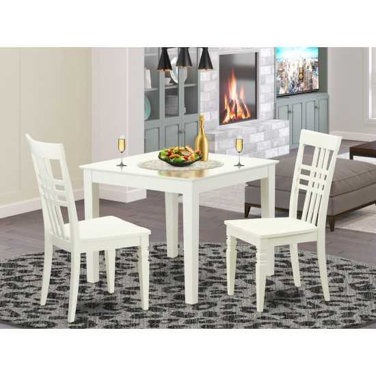 3 Pc Kitchen Table And 2 Wood Dining Chairs In Linen White