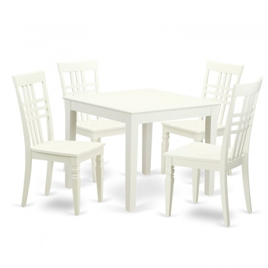 5 Pckitchen Dining Table And 4 Wood Chairs For Dining Room In Linen White