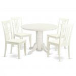 5 Pc Small Dinette Set With A Dining Table And 4 Dining Chairs In Linen White