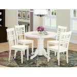 5 Pc Small Dinette Set With A Dining Table And 4 Dining Chairs In Linen White