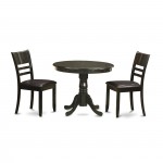 3 Pc Kitchen Table Set-Round Kitchen Table And 2 Dining Chairs, Cappuccino