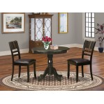 3 Pc Kitchen Table Set-Round Kitchen Table And 2 Dining Chairs, Cappuccino