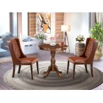 3-Pc Dining Room Table Set 2 Kitchen Chairs And 1 Kitchen Table (Mahogany)